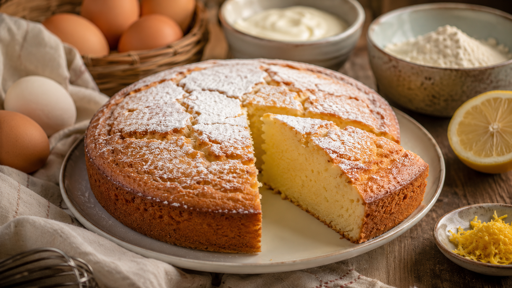 Queque de yogurt con huevos frescos